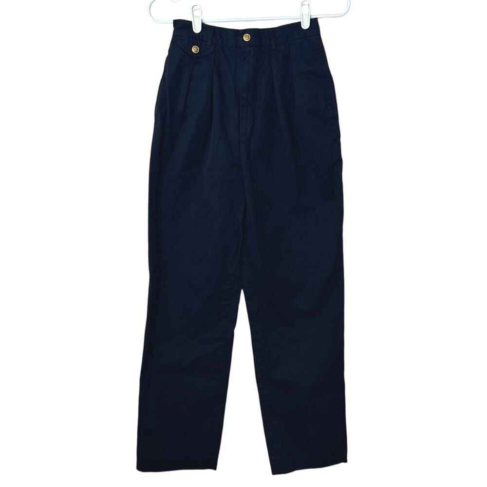 Ralph Lauren VTG Womens High Waisted Pleated Trousers Size 4 Blue USA Union Made